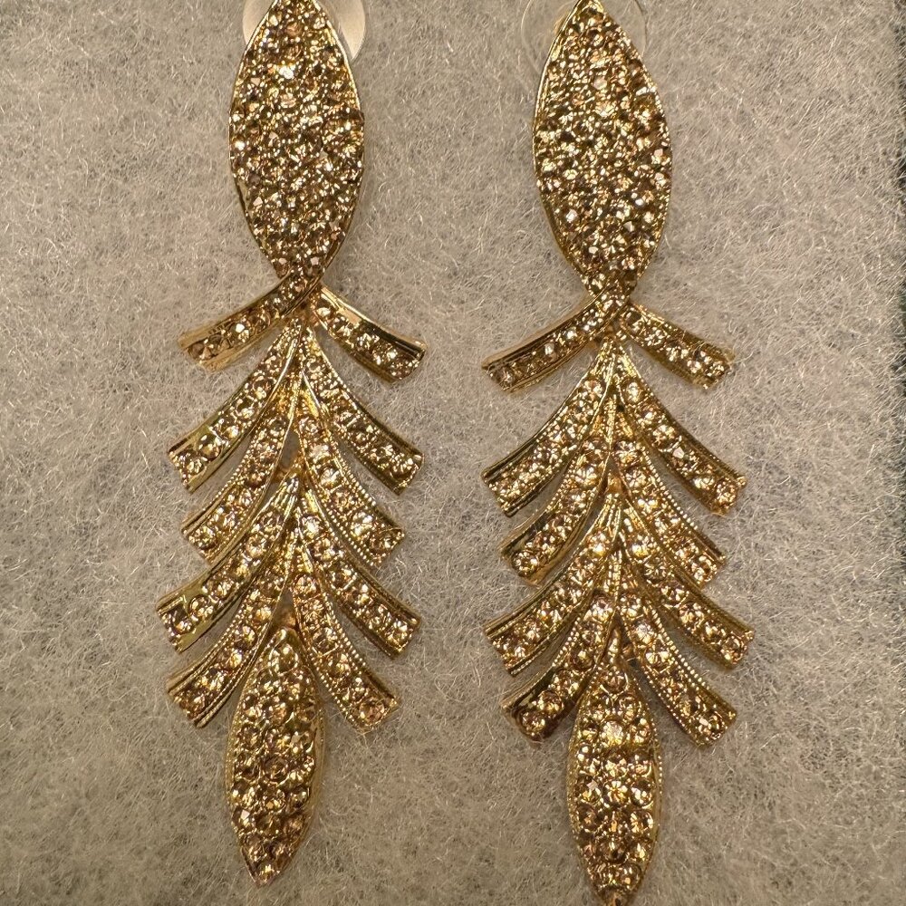 Gold Tiered Pave Set Chandelier Earrings